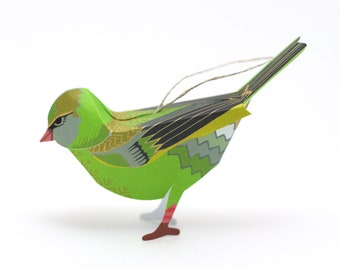Greenfinch Card, British bird pop-up, greenfinch decoration