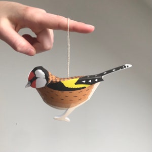 Carte oiseau chardonneret, carte pop-up chardonneret, décoration oiseau en papier