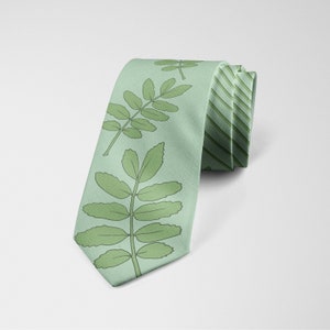 Green Silk Tie, men's necktie, green leaf tie, tie for special occasion image 1