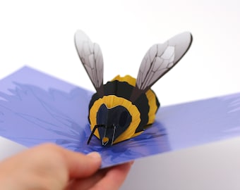 Bee Pop up card, Bee card, Bumble bee, card for him, card for her, made in UK, 3D card
