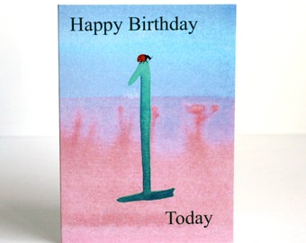 1 year old birthday card, card for one year old