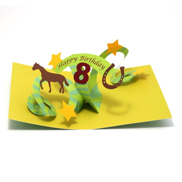 Pop up horse birthday card, age 8 9 10 11 12 13 14 15 16 birthday card. Birthday card for daughter, horse card for her