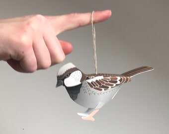 Sparrow Greeting Card, pop-up sparrow card, paper bird decoration