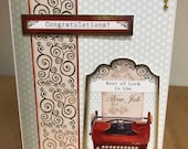 Gold Foiled Typewriter Themed New Job Greetings Card