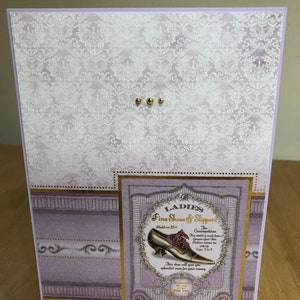 Gold foliert Vintage Schuh Werbung Themen Geburtstagskarte