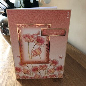 Ladies oder Girls Pink Poppy Birthday Card mit Gold Foiling