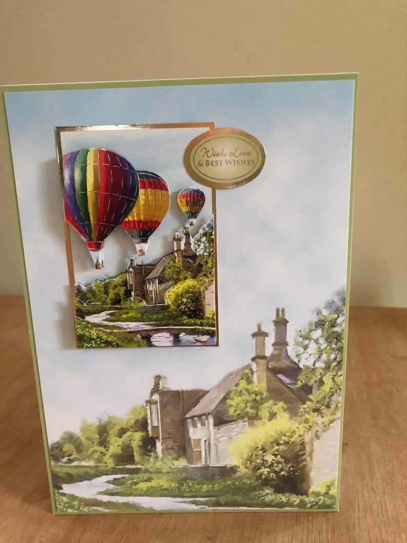 3D Decoupage Hot Air Balloon Themed Birthday Card Etsy