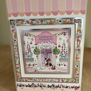 Carte d'anniversaire artistique sur le thème du shopping/boutique