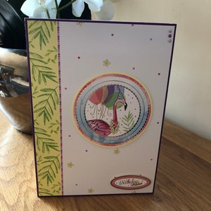 Cartão de aniversário com tema Flamingo para meninas ou meninos com folha de ouro