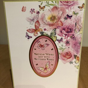 Gold vereitelt Blume und Schmetterling 'Schmetterling Küsse' handgemachte Geburtstagskarte