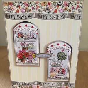 Silver Foiled Artistic Boutique Chic shop Window Themed Birthday Card