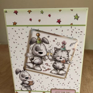 Leuke Cartoon Puppy en Kitten Partij Gefeliciteerd Wenskaart