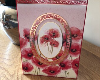 Mens or Ladies Any Occasion Poppy Flower Greetings Card