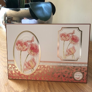 Ladies or Girls Decoupaged Pink Poppy Flower Birthday Card mit Gold Foiling