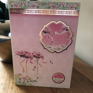 Ladies or Girls Oriental Flamingo Themant Geburtstagskarte mit Gold-Foiling