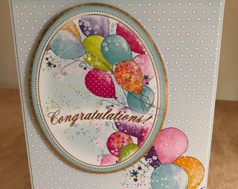 Party Balloon Themed Congratulations Greeting Card