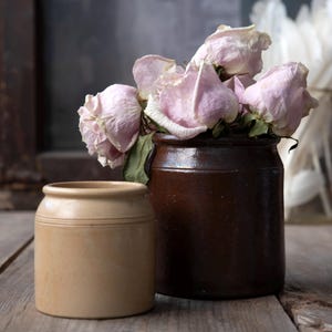 Vintage Ceramic Pots – Rustic Kitchen Storage or Planters – Farmhouse Cottage Decor – Pottery