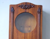 Wooden wall clock cabinet, Vintage wall hanging, Old hanging clock cabinet, Wall clock box, Great dollhouse, Small chest, Vintage houseware