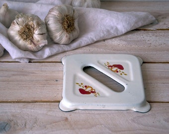 Vintage Cooling Rack Stand Pie Cooling Rack Enamel Trivet Pot White Enamel Soviet Kitchen Enamelware Enamel Hot Stand