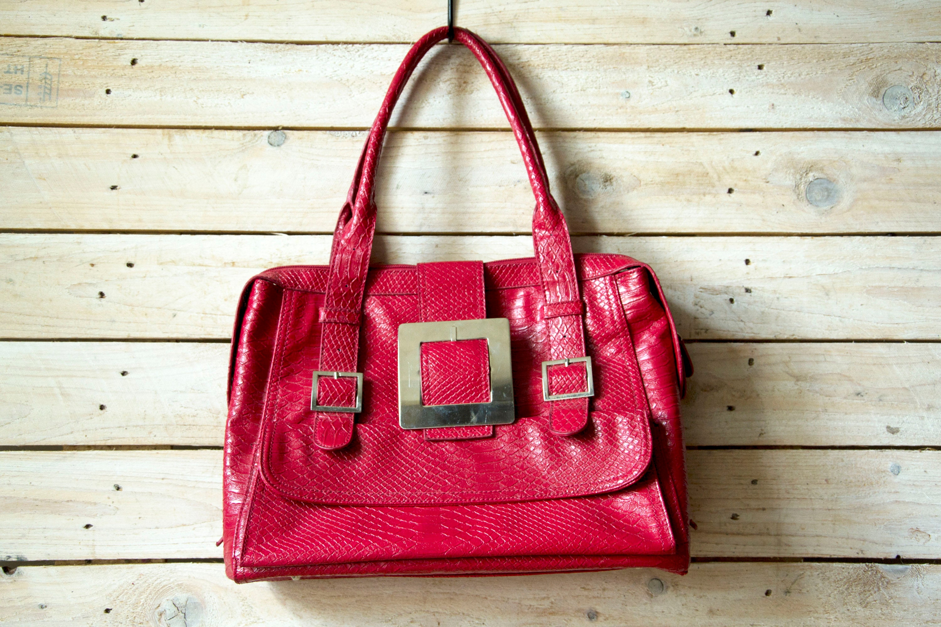Vintage red handbag ALDO handbag Rectangular faux leather Etsy
