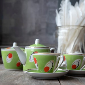 Vintage Coffee Cups Set – 2 Vintage Cups, Teapot & Sugar Bowl – Mid Century Coffee Set – Mid Century Modern – Scandinavian Kitchen Decor