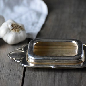 Vintage Silver Metal Butter Dish With Lid – Antique Caviar Tray or Trinket Bowl, Decorative Serving Piece for Elegant Table Settings