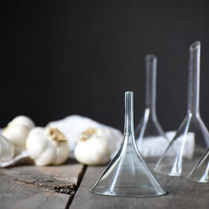 Vintage Glass Funnel – Clear Scientific Funnel for Rustic Decor or Functional Use – Multiple Sizes – Cottage Kitchen or Apothecary Style