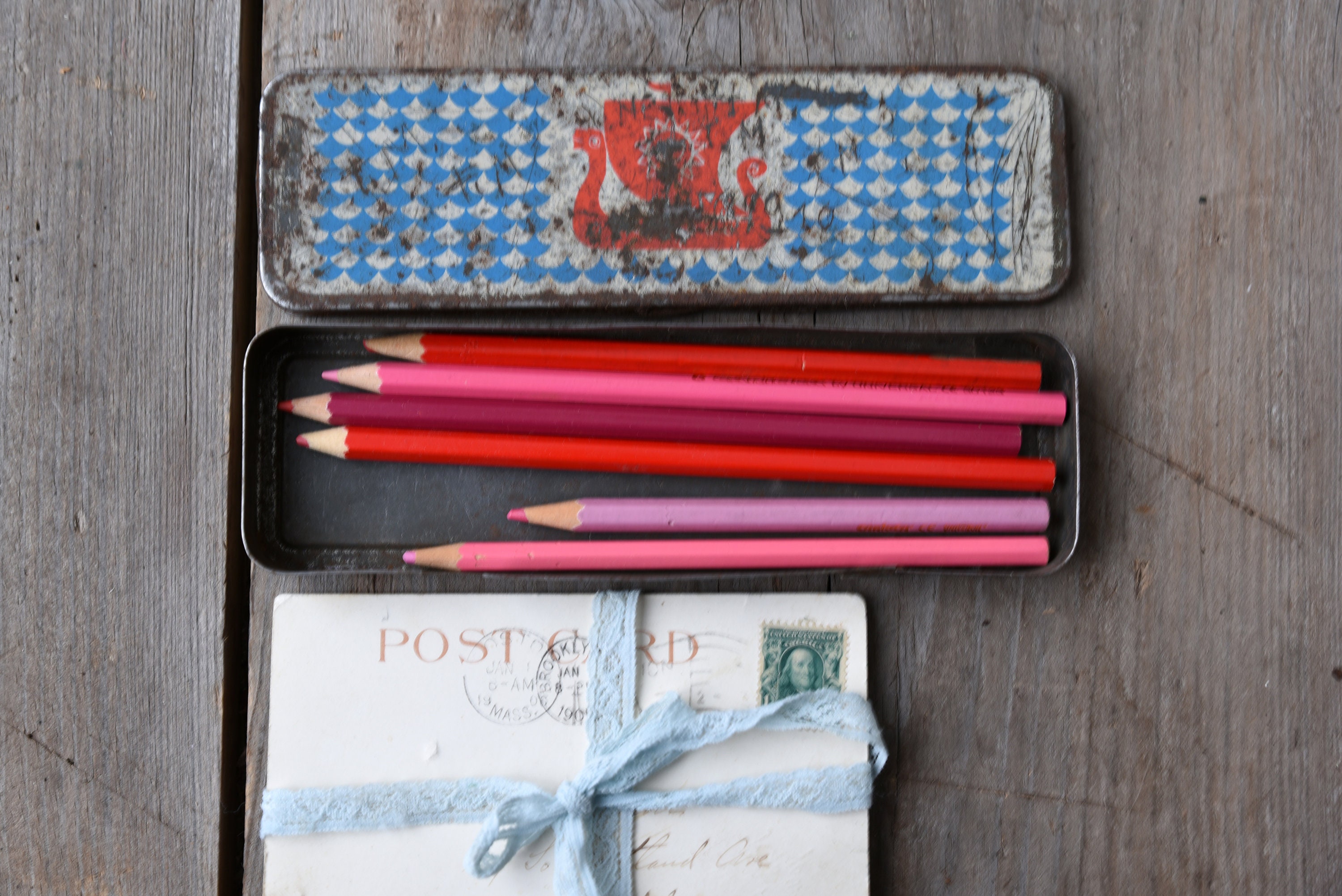 Vintage pencil box School pencil box Pen case with lid Etsy