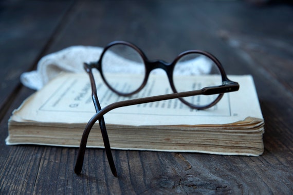 Antique eyeglasses, Antique round brown eyeglasse… - image 2