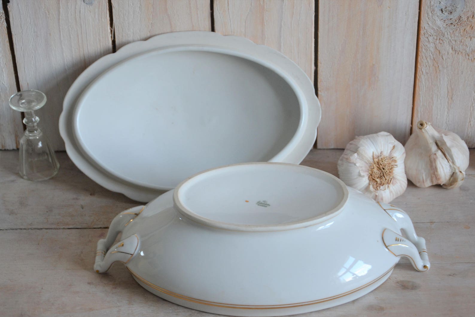 Vintage soup tureen White tureen with lid Antique tureen Etsy