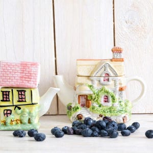 Teiera Vintage House, Teiera in ceramica con coperchio – Decorazione da cucina da favola, Brocca in ceramica stravagante