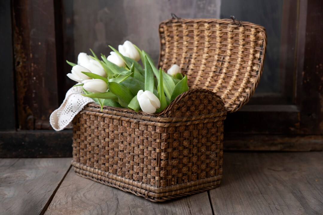 Vintage Wicker Market Basket Little Basket Bag Braided Etsy