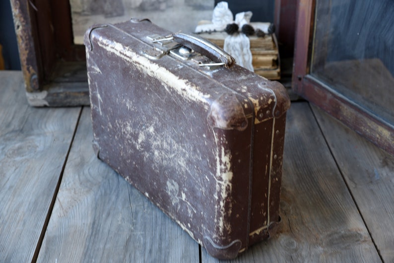 Vintage Suitcase Large Suitcase Cardboard Suitcase Etsy