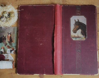 Antikt fotoalbum – Vintage vykort och minnesbok – Scrapbook-portfölj – Bröllopsgästbok – Rustikt pappers-ephemera