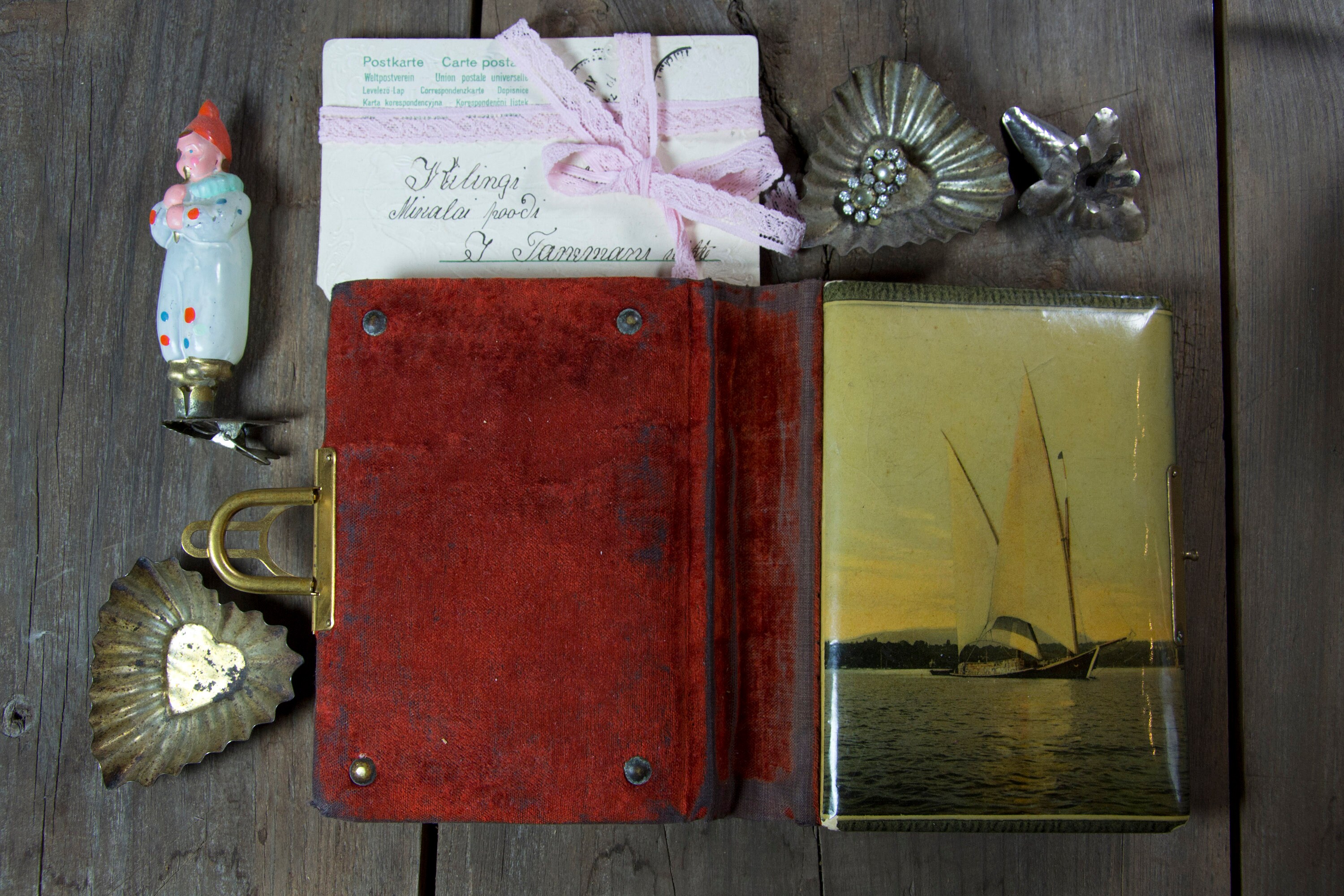 Vintage photo album Tiny postcard album Scrapbooking Etsy