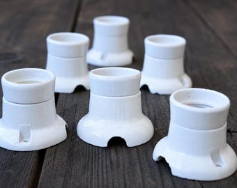 Vintage Porcelain Light Socket - Surface Mounted Lamp Holder - E27 Ceramic Socket - Perfect for Fabric Cable