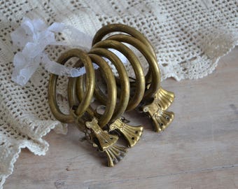 Antique Brass Curtain Clips – Rustic Farmhouse Decor – Vintage Drapery Holders – French Country Home – Elegant Window Accessories
