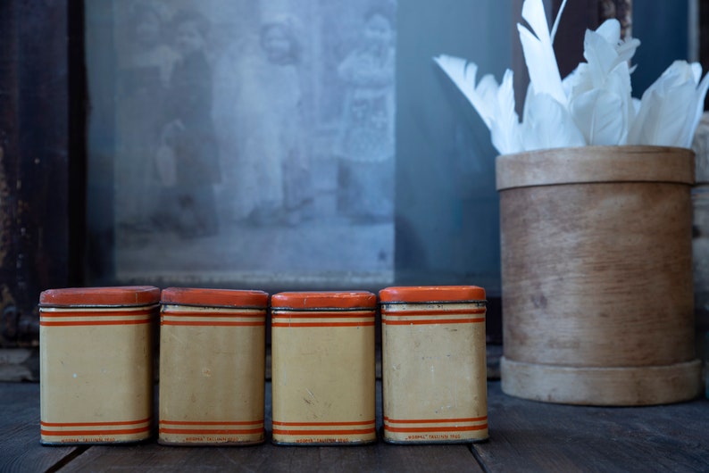 Vintage Kitchen Containers With Labels Vintage Food Etsy