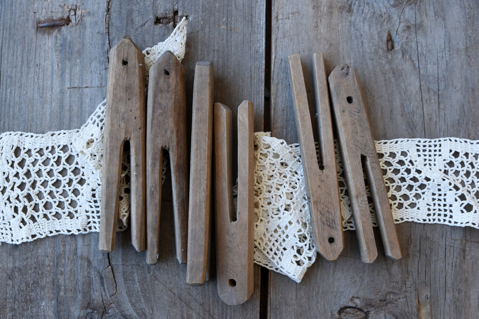 Rustic decorative clothes pins Shabby worn look Wooden Etsy