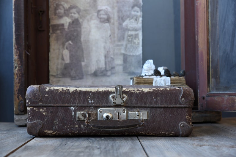 Vintage Suitcase Large Suitcase Cardboard Suitcase Etsy