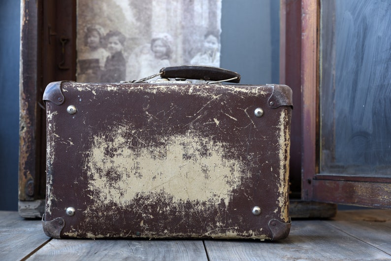 Vintage Suitcase Large Suitcase Cardboard Suitcase Etsy