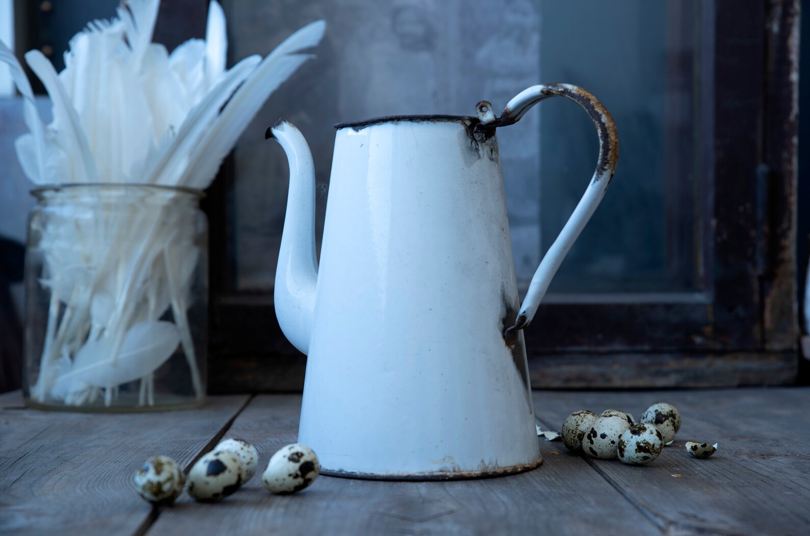 Vintage Enamel Kettle Big Enamel Teapot Large Enamel Kettle Etsy