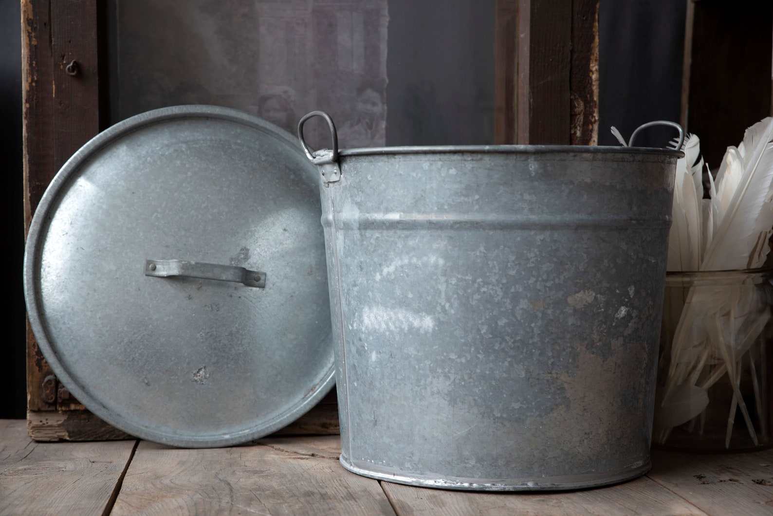 Vintage Bucket Galvanized Bucket Zinc Tub Galvanized Etsy