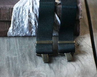 Vintage Suspenders with Clips – Adjustable Elastic Trouser Braces – Mens Braces – Unisex Vintage Accessories