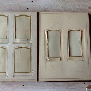 Rustic Antique Family Album – Cardboard Memory Book with Gold-Trimmed Frames for 50 Photos – Worn Vintage Scrapbook – Aged Photo Album