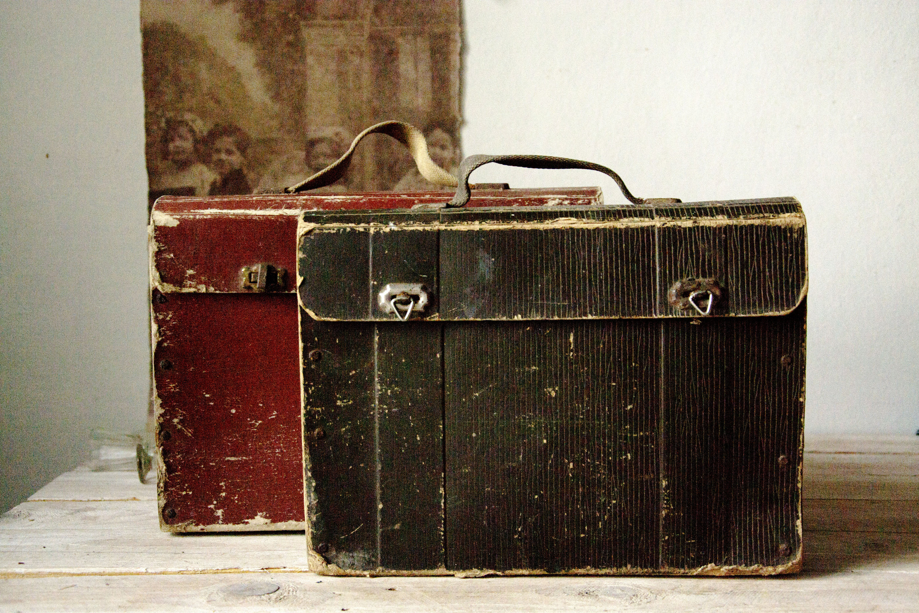 Vintage brown suitcase Small luggage suitcase Cardboard Etsy
