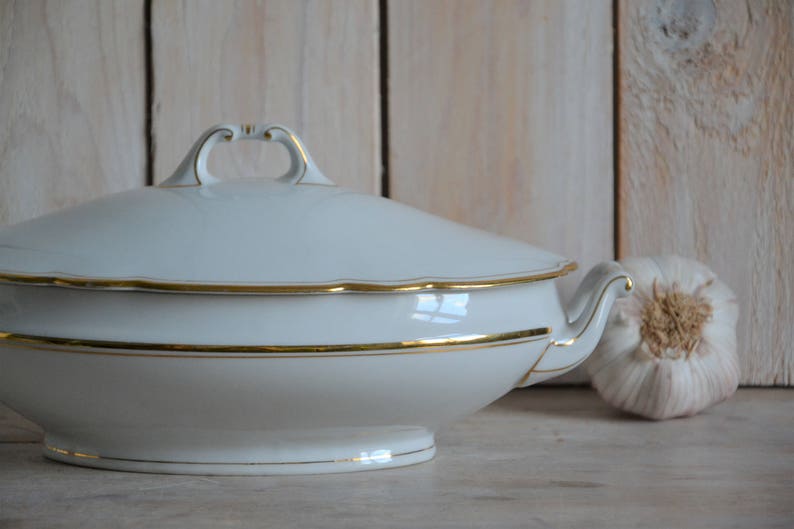 Vintage soup tureen White tureen with lid Antique tureen Etsy