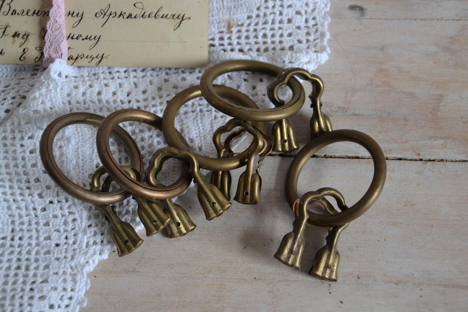 Antique Drapery Clips Rings Set Brass Curtain Rings in Etsy