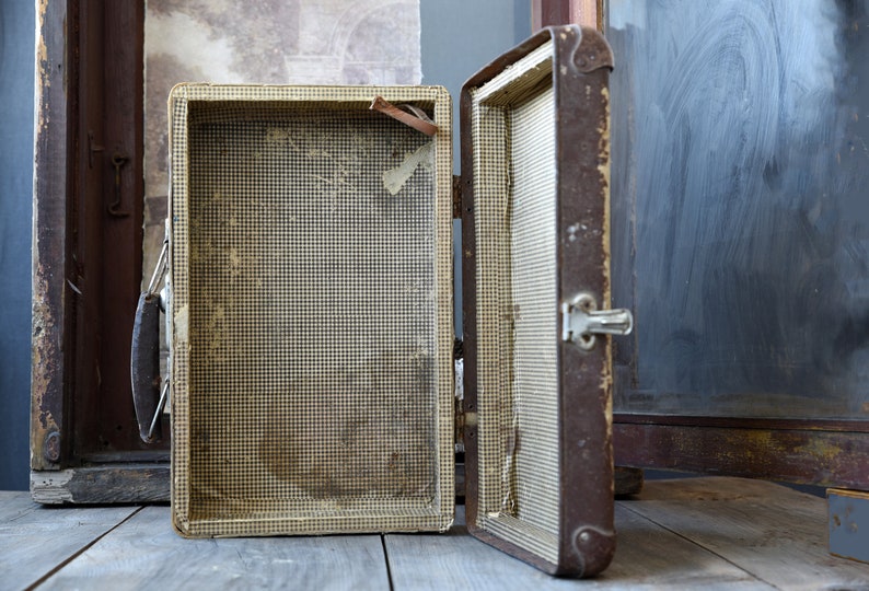 Vintage Suitcase Large Suitcase Cardboard Suitcase Etsy