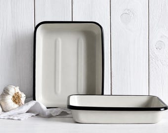 Vintage Enamel Tray - Rustic Farmhouse Kitchen - Antique White Enamelware - Nostalgic Home Decor - Vintage Photo Tray - Timeless Charm